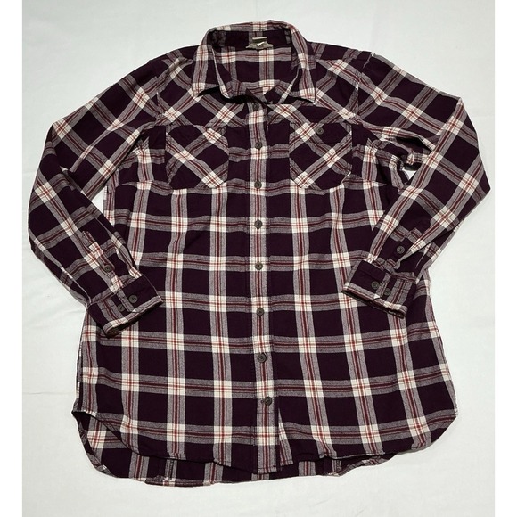 Deluth Trading Tops - Duluth Trading Burlyweight Flannel Shirt womens Large Purple Plaid 100% Cotton